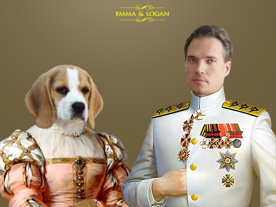 THE ADMIRAL & THE LADY | CUSTOM PET PORTRAIT | REGAL PAWTRAITS - Regal Pawtraits