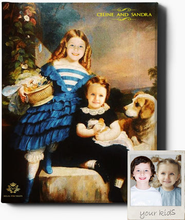 THE SIBLINGS | CUSTOM KID RENAISSANCE PORTRAIT | CUSTOM GIFT FOR KIDS - Regal Pawtraits