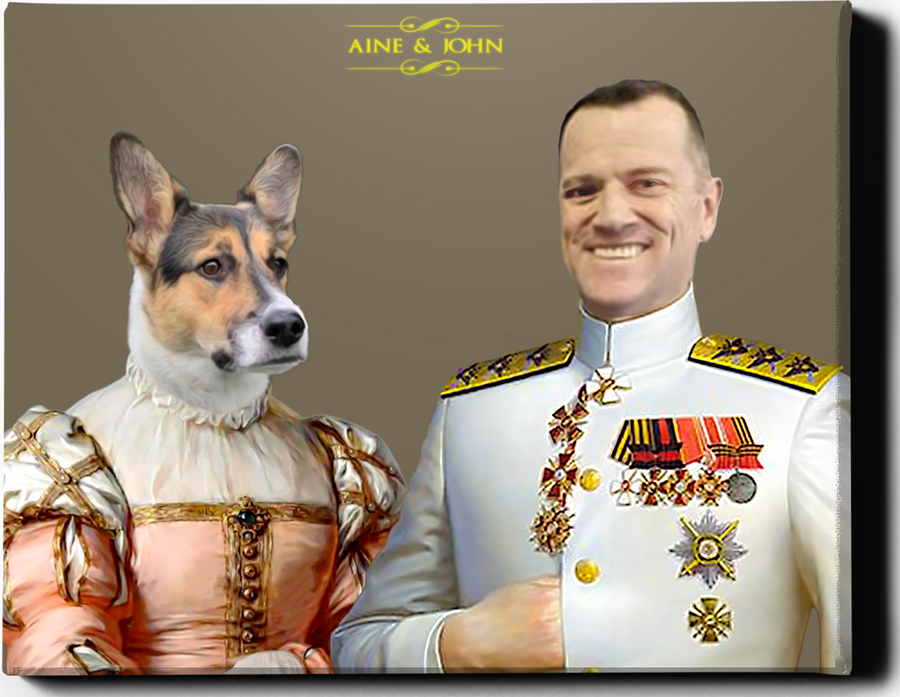 THE ADMIRAL & THE LADY | CUSTOM PET PORTRAIT | REGAL PAWTRAITS - Regal Pawtraits